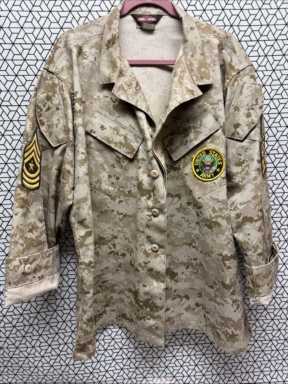 US Army Desert Digital Camo Utility Shirt Jacket with Patches